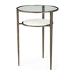 Mercana Felicity Glass Top W/ White Marble Shelf and Antique Gold Base End/Side Table