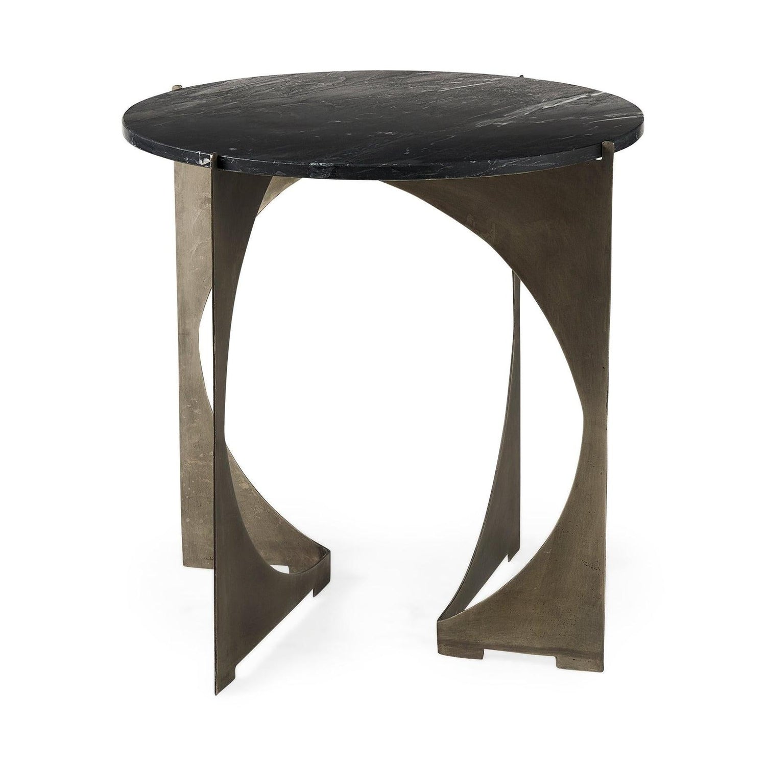 Mercana Reinhold Black Marble Top Iron Side Table