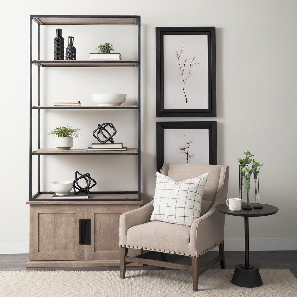 Mercana Braxton Light Brown Wood and Iron Three Shelf Shelving Unit
