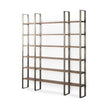 Mercana Taunton Medium Brown Wood W/ Antique Nickel Metal Frame 6 Tier Shelving Unit