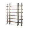 Mercana Taunton Medium Brown Wood W/ Antique Nickel Metal Frame 6 Tier Shelving Unit