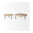 Mercana Cedric Round Light Brown Wood w/ Black Metal Legs Decorative Display Stand