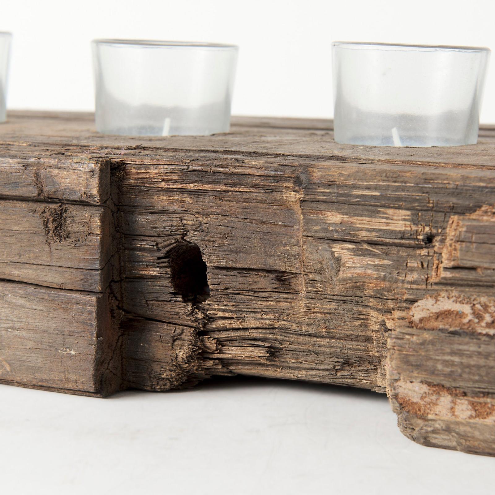 Mercana Lakara Reclaimed Wood Eight Tealight Table Candle Holder