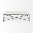 Mercana Lorlei White Marble Top W/ X-Shaped Gray Iron Base Coffee Table