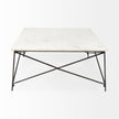 Mercana Lorlei White Marble Top W/ X-Shaped Gray Iron Base Coffee Table