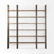 Mercana Taunton Medium Brown Wood W/ Antique Nickel Metal Frame 6 Tier Shelving Unit
