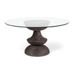 Mercana Crossman Dark Brown/Gray Solid Wood Base W/ Round Glass Top Dining Table
