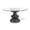 Mercana Crossman Dark Brown/Gray Solid Wood Base W/ Round Glass Top Dining Table
