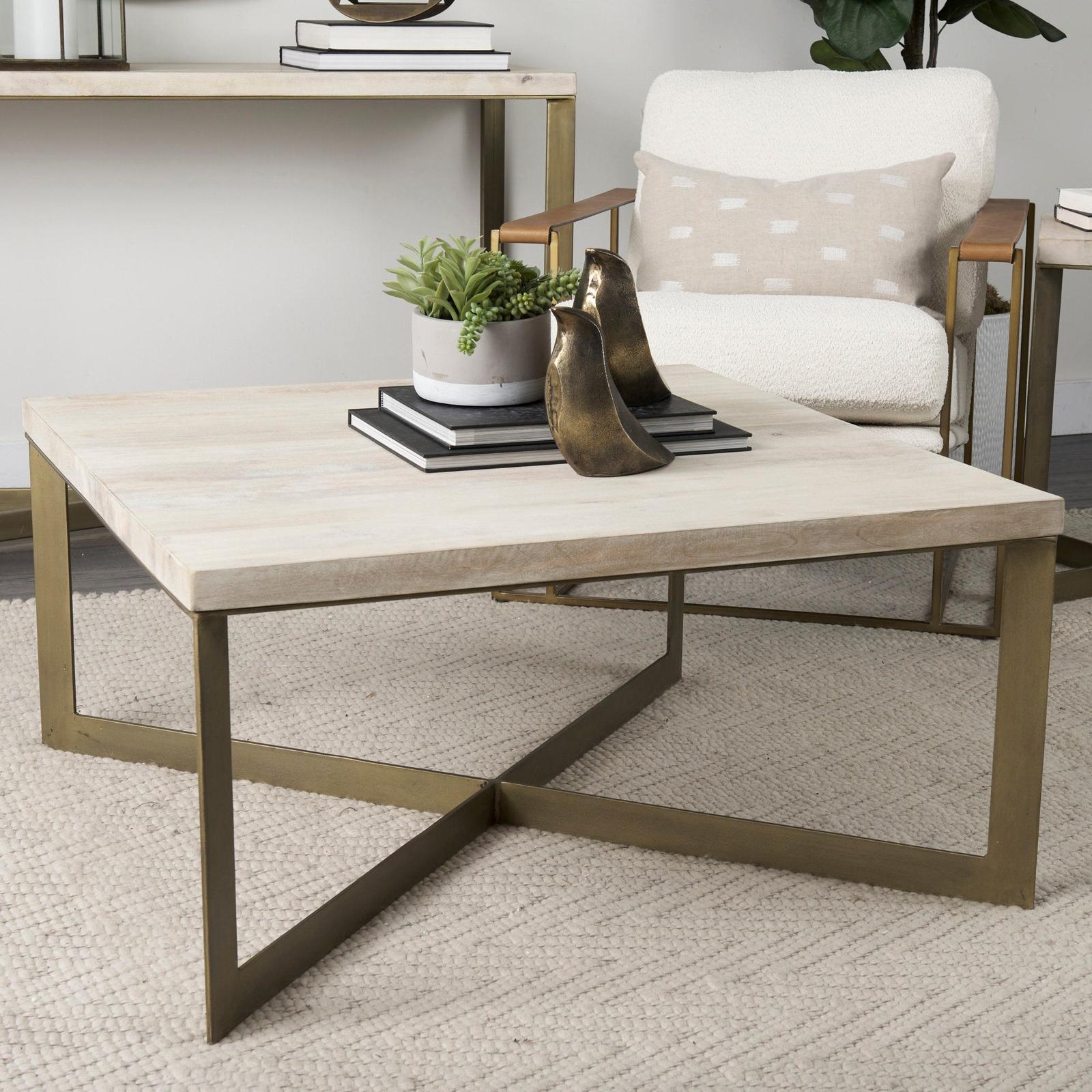 Mercana Faye Metal Base Square Coffee Table
