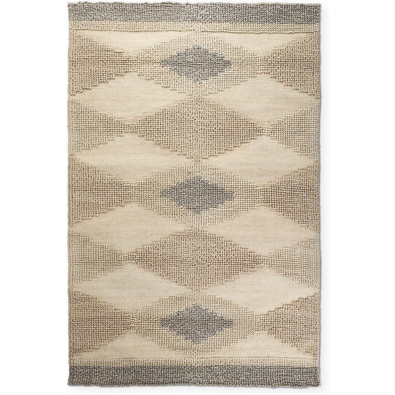 Mercana Emory Gray Wool Hand Woven Diamond Patterned Rug