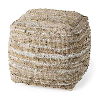 Mercana Aadhya Leather and Cotton Pouf