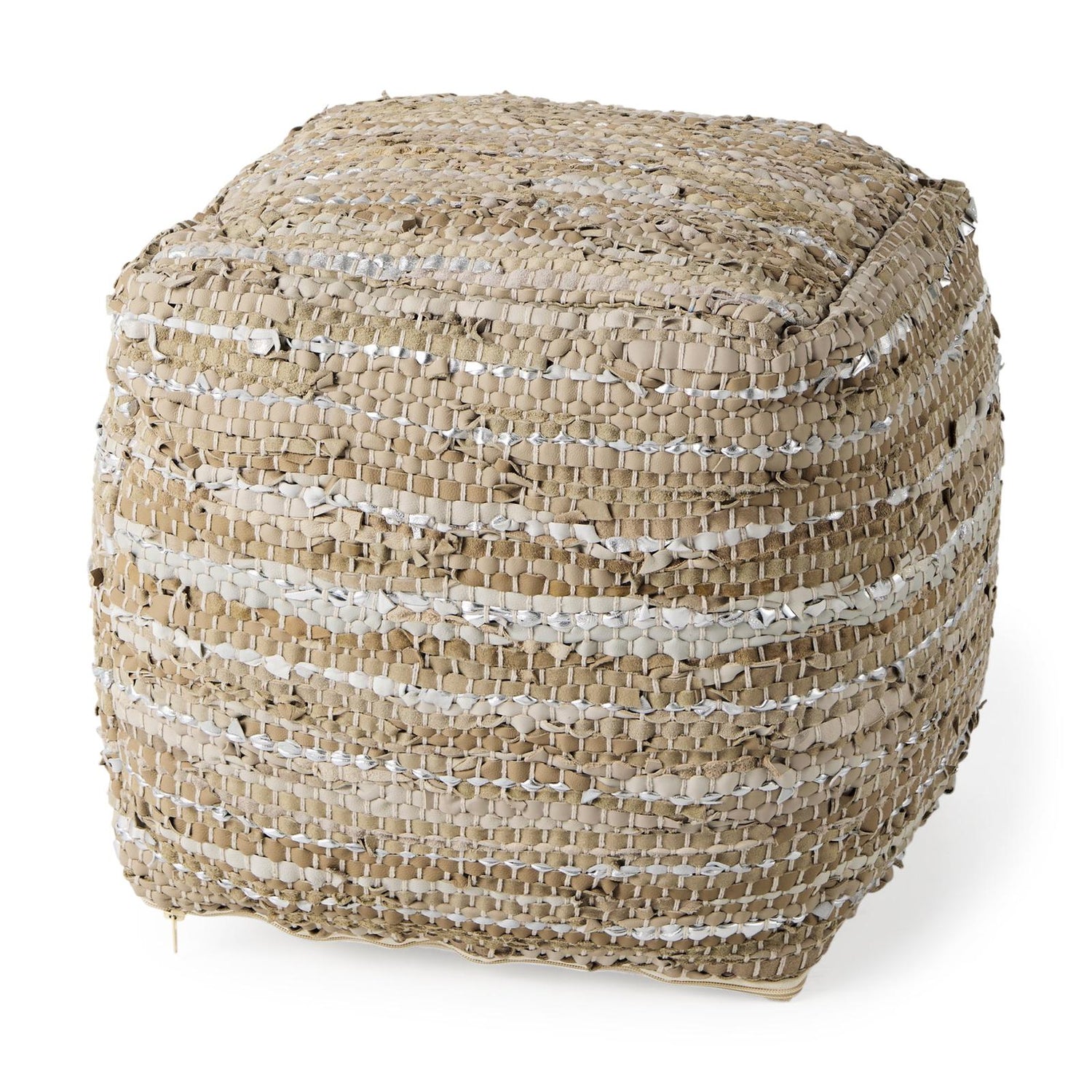 Mercana Aadhya Leather and Cotton Pouf