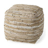 Mercana Aadhya Leather and Cotton Pouf