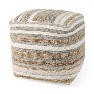 Mercana Aahana Striped Hemp and Cotton Pouf