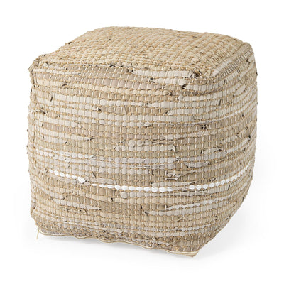 Mercana Aalia Leather and Jute Pouf