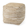 Mercana Aalia Leather and Jute Pouf