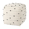 Mercana Amaira Cream/Black/White patterned Wool and Cotton Pouf