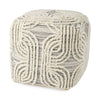 Mercana Amaya Cream/Black/Gray Wool and Cotton Pouf