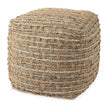 Mercana Binita Gray/Brown Hemp Wool and Cotton Pouf