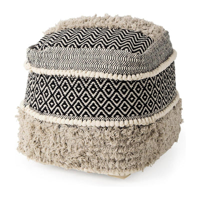 Mercana Darika Black/White/Gray Cotton Pouf Clearance