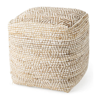 Mercana Ekani Cream/Beige Cotton Pouf