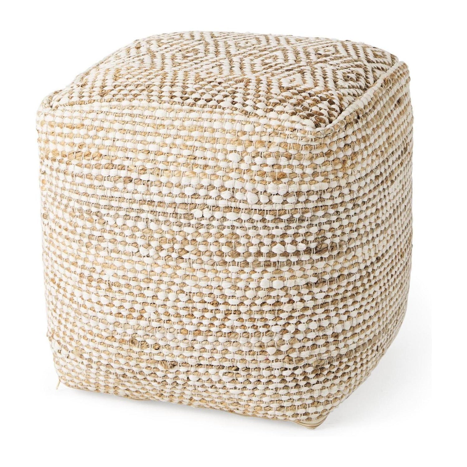Mercana Ekani Cream/Beige Cotton Pouf