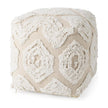 Mercana Ekanta Cream/Beige Patterned Cotton Pouf
