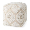 Mercana Ekanta Cream/Beige Patterned Cotton Pouf