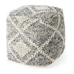 Mercana Ekiya Black/White Yarn and Wool Patterened Pouf