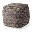Mercana Falguni Gray Leather and Cotton Patterned Pouf Clearance