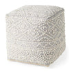 Mercana Farida Light Gray Wool and Polyester Patterned Pouf