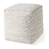 Mercana Farida Light Gray Wool and Polyester Patterned Pouf
