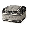 Mercana Garima Black/White Wool and Cotton Patterned Pouf Clearance