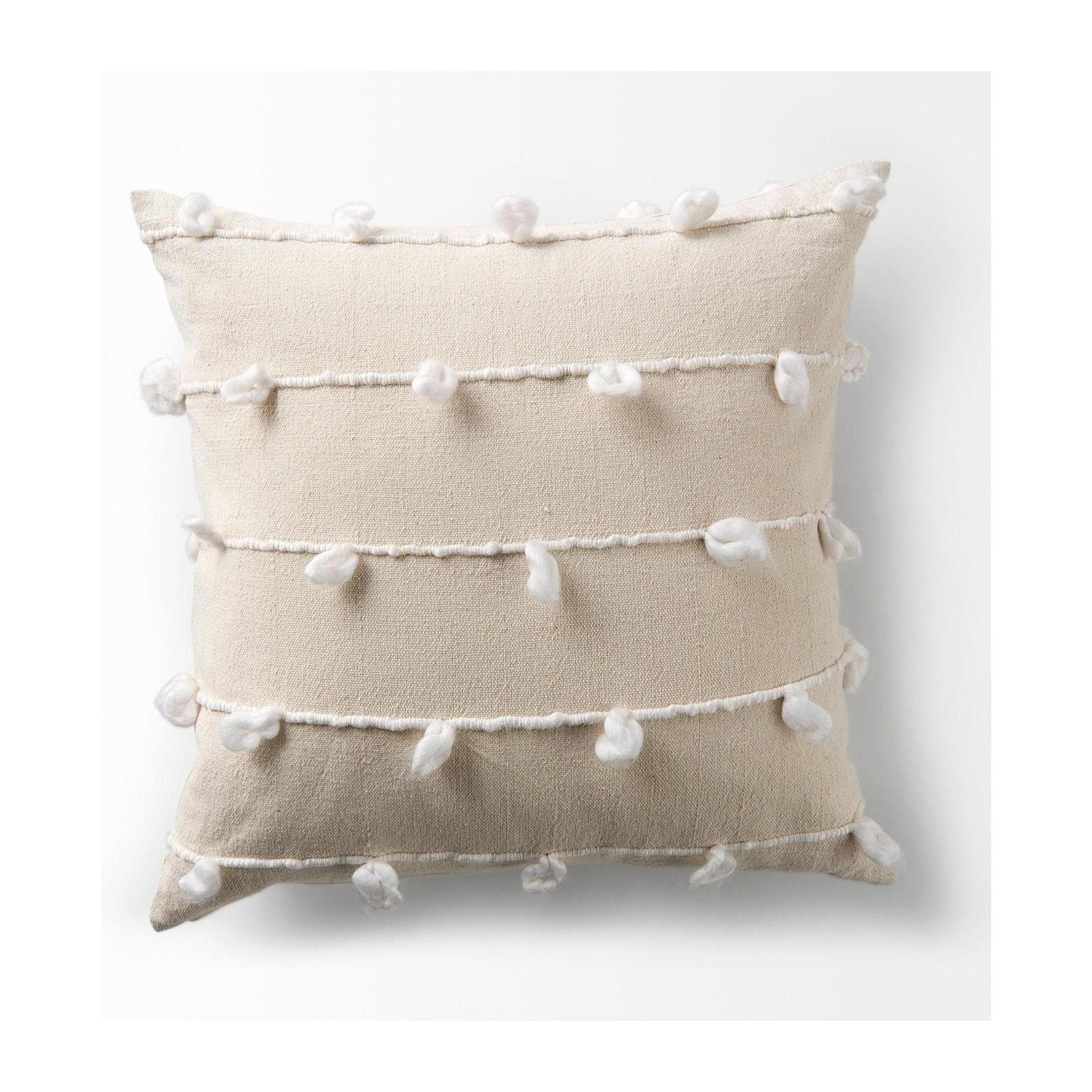 Mercana Erica Cream With White Detail Decorative Pillow Cover Clearance