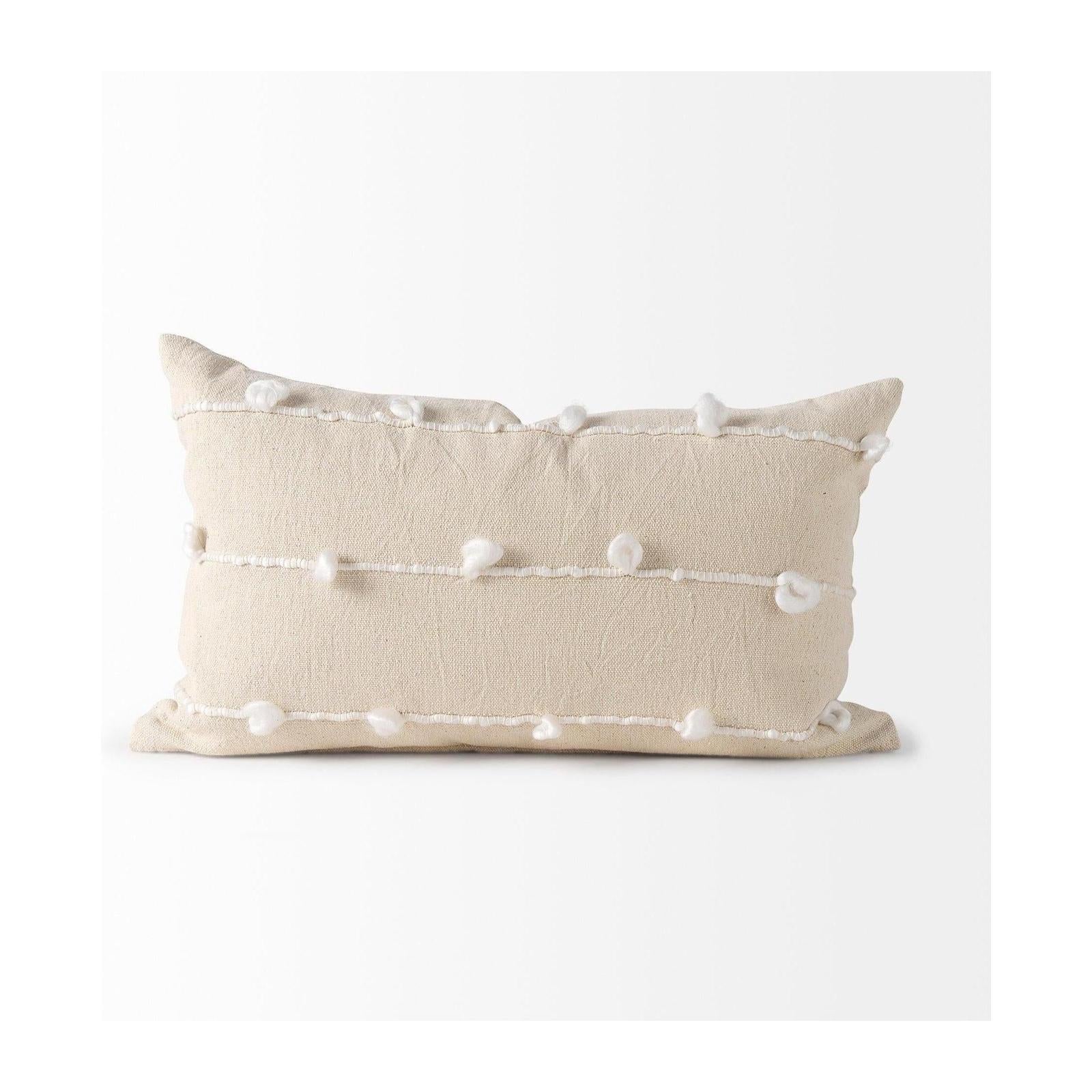 Mercana Erica Cream With White Detail Decorative Pillow Cover Clearance