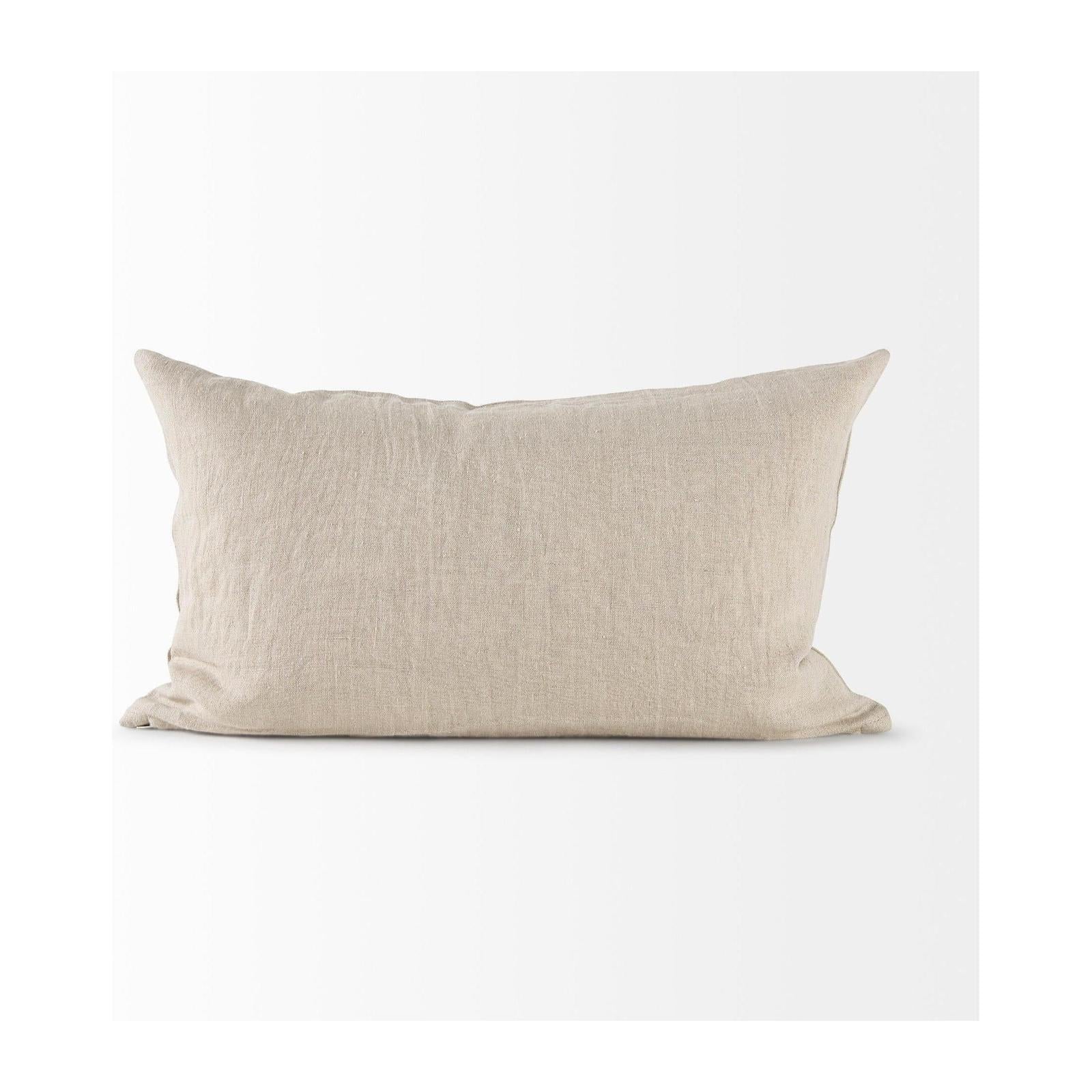 Mercana Enya Beige and Cream Fabric Patterned Decorative Pillow Cover