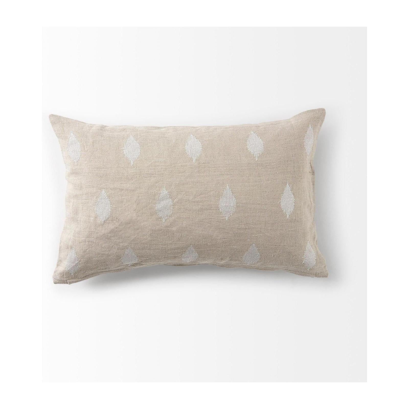 Mercana Enya Beige and Cream Fabric Patterned Decorative Pillow Cover