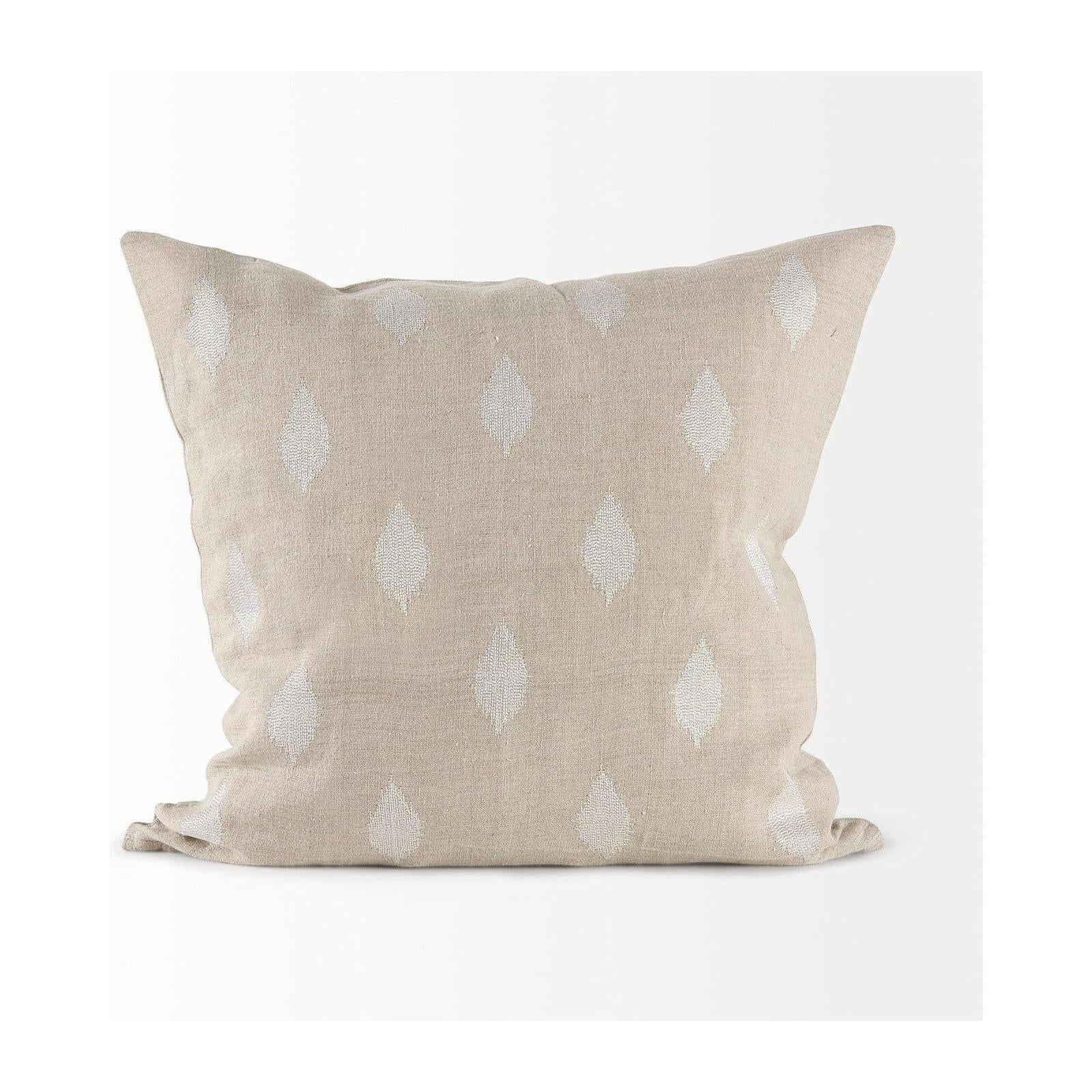 Mercana Enya Beige and Cream Fabric Patterned Decorative Pillow Cover