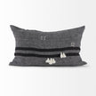 Mercana Sibyl Black Fabric Striped and White Fringed Decorative Pillow Cover