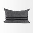 Mercana Sibyl Black Fabric Striped and White Fringed Decorative Pillow Cover