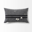 Mercana Sibyl Black Fabric Striped and White Fringed Decorative Pillow Cover