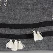 Mercana Sibyl Black Fabric Striped and White Fringed Decorative Pillow Cover