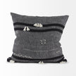 Mercana Sibyl Black Fabric Striped and White Fringed Decorative Pillow Cover