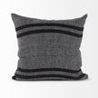Mercana Sibyl Black Fabric Striped and White Fringed Decorative Pillow Cover