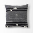 Mercana Sibyl Black Fabric Striped and White Fringed Decorative Pillow Cover
