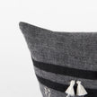 Mercana Sibyl Black Fabric Striped and White Fringed Decorative Pillow Cover