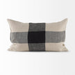 Mercana Raquel Beige and Black Fabric Plaid Decorative Pillow Cover