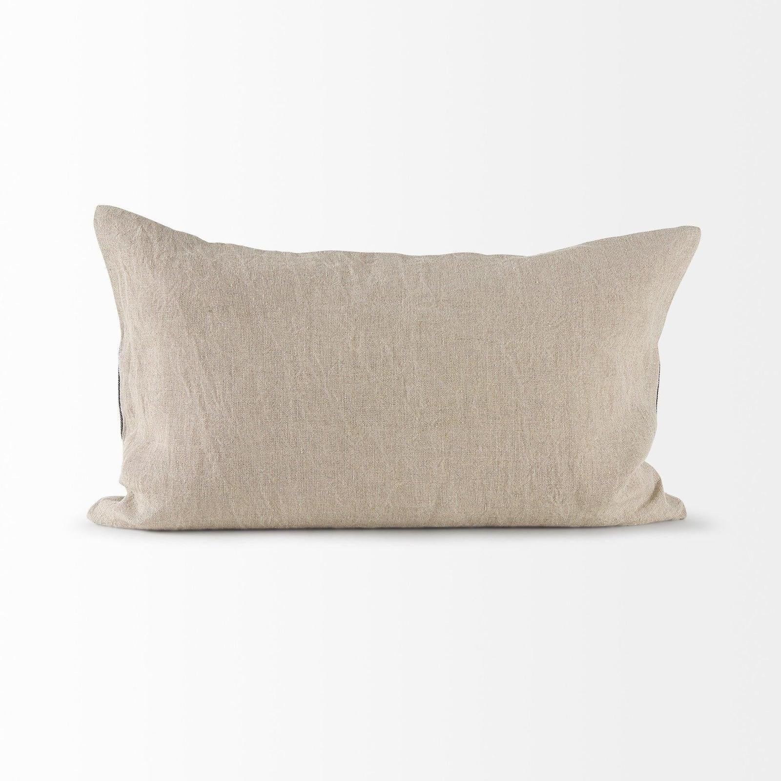 Mercana Raquel Beige and Black Fabric Plaid Decorative Pillow Cover