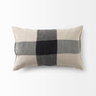 Mercana Raquel Beige and Black Fabric Plaid Decorative Pillow Cover