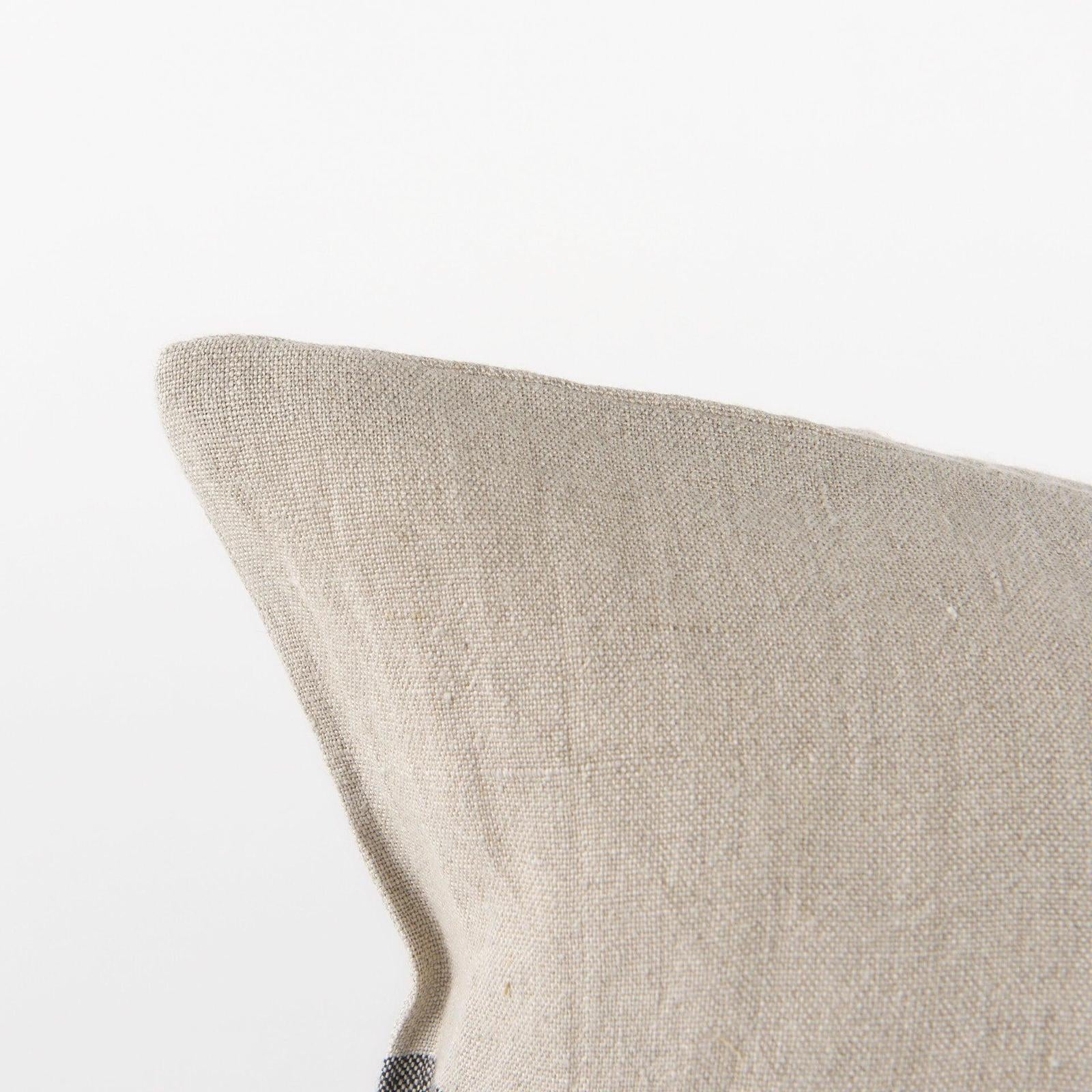Mercana Raquel Beige and Black Fabric Plaid Decorative Pillow Cover
